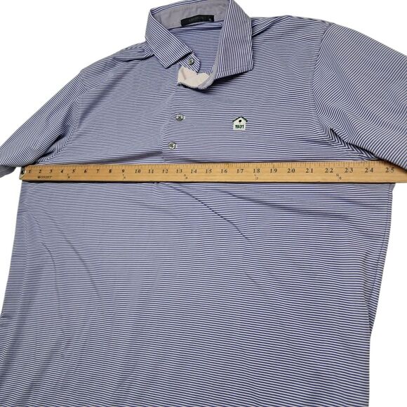 Greyson‎ Polo Shirt Men's XL Blue Striped Golf Short Sleeve Wolf Logo - Picture 10 of 10